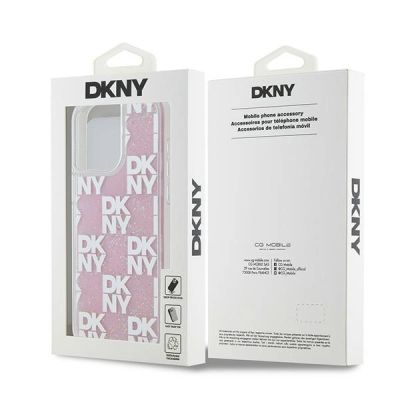 8. Etui DKNY Liquid Glitter Multilogo na iPhone 15 Pro Max - różowe