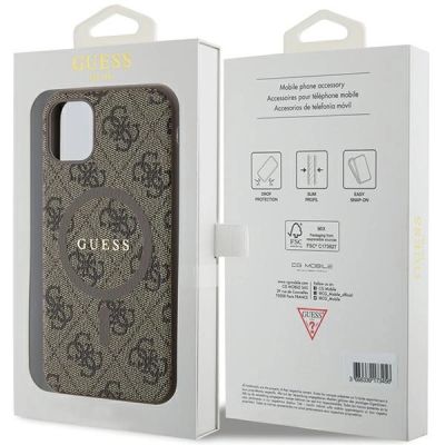 8. Etui Guess 4G Collection Leather Metal Logo MagSafe na iPhone 11 / XR - brązowe