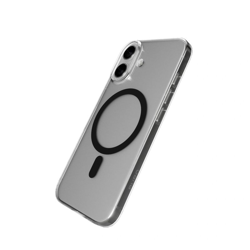 9. Etui Puro Lite Mag TPU+PC kompatybilne z MagSafe na iPhone 17 - przezroczyste z czarnym pierścieniem