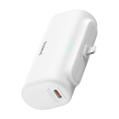 2. Powerbank Baseus Compact 5000mAh 20W ze złączem Lightning i gniazdem USB-C - biały