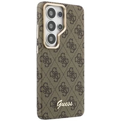 4. Etui Guess 4G Script MagSafe na Samsung Galaxy S26 Ultra - brązowe