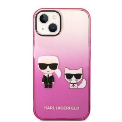3. Etui Karl Lagerfeld Gradient Ikonik Karl&Choupette na iPhone 14 Plus - różowe