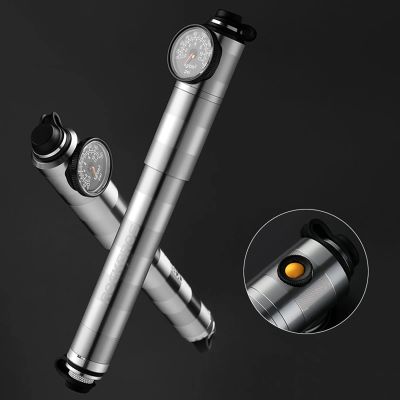 2. Pompka rowerowa Rockbros HQ-67A-L03 z manometrem - srebrna