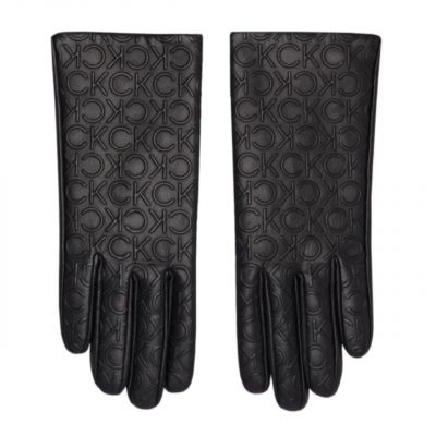 4. Rękawiczki Calvin Klein Re-lock Debossed Leather Gloves W K60K609975
