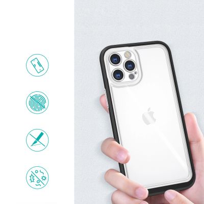 2. Clear 3in1 etui do iPhone 12 Pro żelowy pokrowiec z ramką czarny