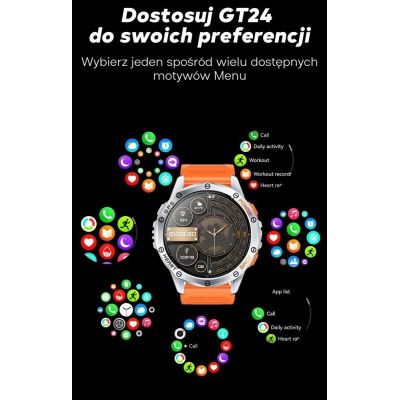 28. Smartwatch Męski GRAVITY GPS GT24-2 Czarny Pasek Silikonowy + Biały Pasek Silikonowy