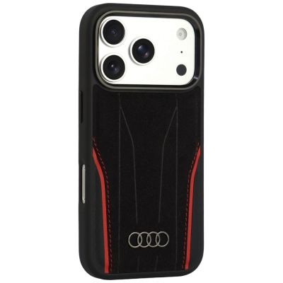 2. Etui Audi R8 Genuine Leather MagSafe na iPhone 18 Pro / 17 Pro - czarno-czerwone