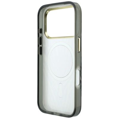 7. Etui Guess IML Zebra Glitter Triangle Logo MagSafe na iPhone 18 Pro / 17 Pro - srebrne