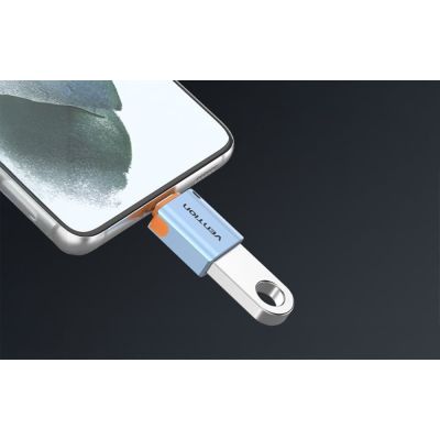 3. Adapter OTG USB 3.1 Vention USB-C do USB-A ze smyczą  stop aluminium