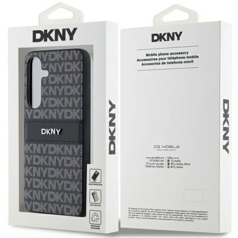 7. Etui DKNY Leather Mono Stripe & Metal Logo na Samsung Galaxy S24 - czarne
