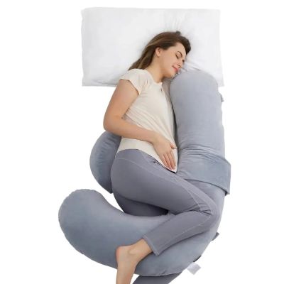 2. Momcozy PP007 | Poduszka ciążowa w kształcie litery F | Szara