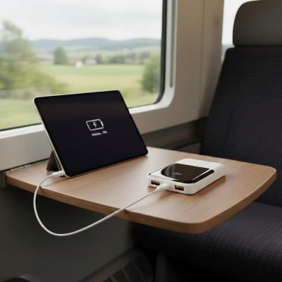 5. EVERACTIVE POWERBANK 10 000MAH, 2X USB, 1X USB-C 22,5W, QC4+, WYŚWIETLACZ LCD, BIAŁY EB-10Q