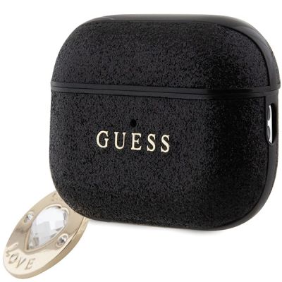 3. Etui Guess Fixed Glitter Heart Diamond Charm na AirPods Pro 2 - czarne