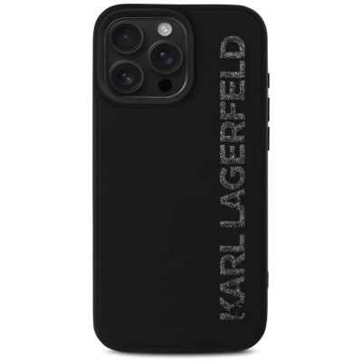 3. Etui Karl Lagerfeld HC 3D Rubber Elongated Glitter na iPhone 16 Pro - czarne