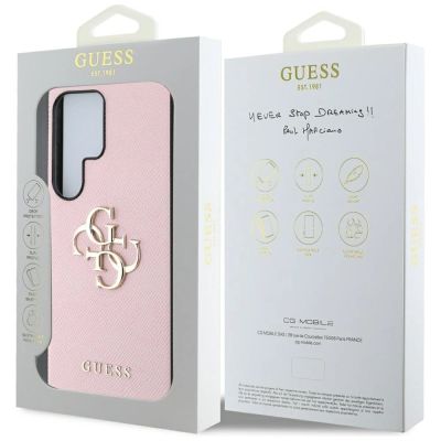 8. Etui Guess Grained Big 4G Logo Small Classic Logo do Samsung Galaxy S25 Ultra różowy