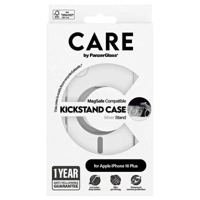 4. Etui CARE by PanzerGlass Feature Kickstand Case z MagSafe na iPhone 16 Plus - srebrne