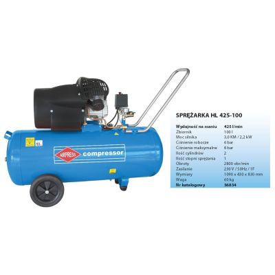 18. Airpress HL 425-100V sprężarka 2200 W 392 l/min Prąd przemienny