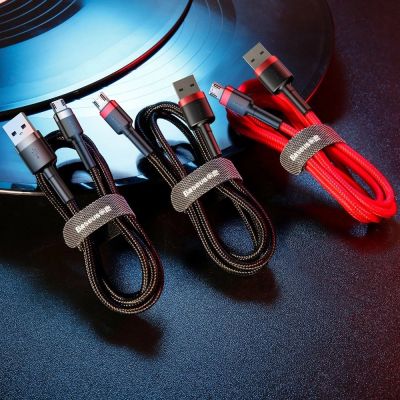 9. Baseus Cafule Cable wytrzymały nylonowy kabel przewód USB / micro USB 2A 3M czarno-szary (CAMKLF-HG1)