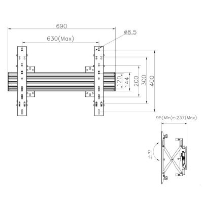 5. Uchwyt ścienny Equip 32"-65"/30kg 1TFT 1Gelenk Push-In-Pop czarny