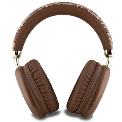 3. Słuchawki nauszne Bluetooth Guess GCube Metallic Script Logo - brązowe