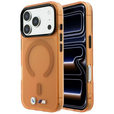 Etui BMW M IML Frosted Metal Logo & Trims MagSafe na iPhone 17 Pro Max / 18 Pro Max - pomarańczowe