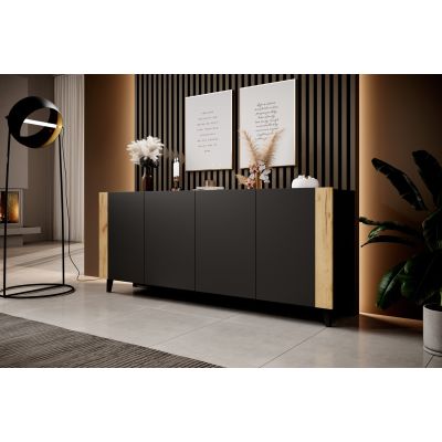 3. Komoda FARO 200x42x82 czarny mat + dąb craft