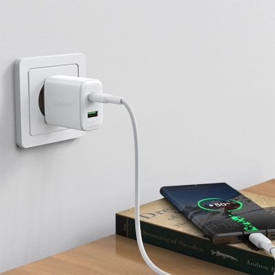 8. Acefast ładowarka sieciowa USB Typ C / USB 20W, PPS, PD, QC 3.0, AFC, FCP biały (A25 white)