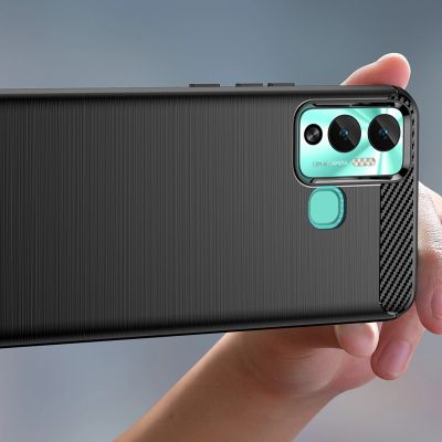 5. Carbon Case etui do Infinix Hot 12 Play NFC / Hot 12 Play elastyczny silikonowy karbonowy pokrowiec czarne