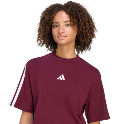4. Koszulka damska adidas Essentials 3-Stripes Boyfriend bordowa KF6287