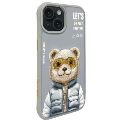 2. Etui Nimmy Cool&Cute 2.0 Bear do iPhone 15 - szare