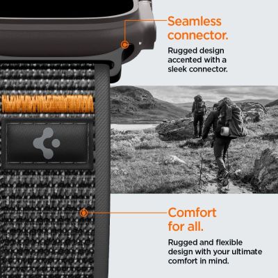 10. Pasek Spigen Athlex Air 2 na Apple Watch (44 / 45 / 46 / 49 mm) - czarno-pomarańczowy