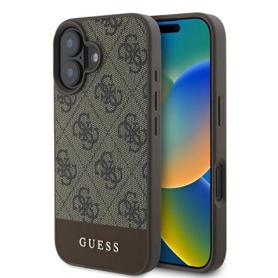 Etui Guess 4G Bottom Stripe na iPhone 16 Plus 6.7" - brązowe