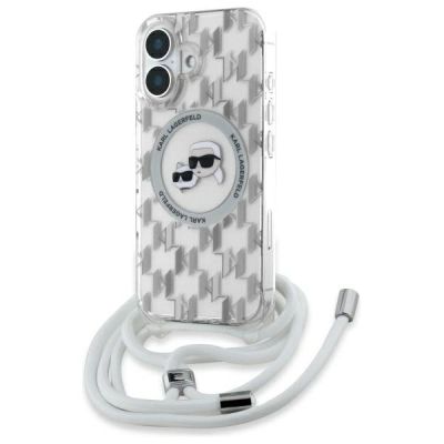 Etui Karl Lagerfeld IML Crossbody Monogram Karl & Choupette Head MagSafe na iPhone 16 - przezroczyste