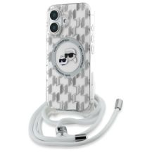 Etui Karl Lagerfeld IML Crossbody Monogram Karl & Choupette Head MagSafe na iPhone 16 - przezroczyste