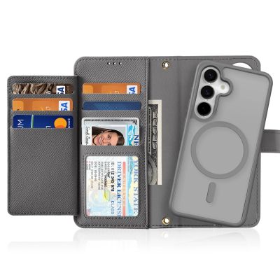9. Etui skórzane Dux Ducis Lawa na Samsung Galaxy S25+ z odłączanym portfelem magnetycznym - szare