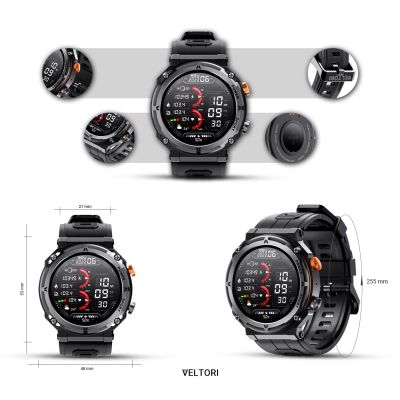 13. Smartwatch VELTORI VT130-1 Czarny Pasek Silikonowy