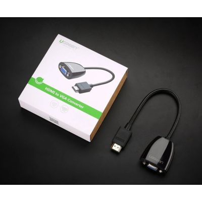 5. Ugreen kabel przewód przejściówka adapter jednokierunkowy z HDMI (męski) do VGA (żeński) FHD czarny (MM105 40253)