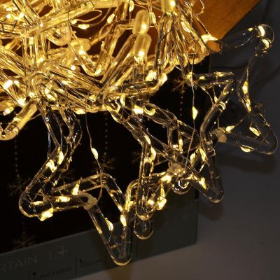 6. LAMPKI CHOINKOWE KURTYNA ŚWIETLNA 120x120 CM 235LED CIEPŁY BIAŁY GWIAZDKI