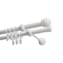 KARNISZ PODWÓJNY FI 19 MM BIAŁY 160 CM GAŁKA MAX Z KÓŁKAMI KOWALSKI