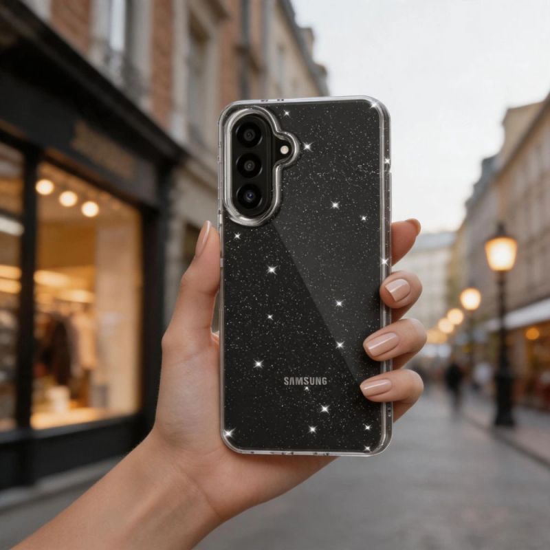 4. Etui Tech-Protect FlexAir na Samsung Galaxy A27 5G  - przezroczysto-brokatowe