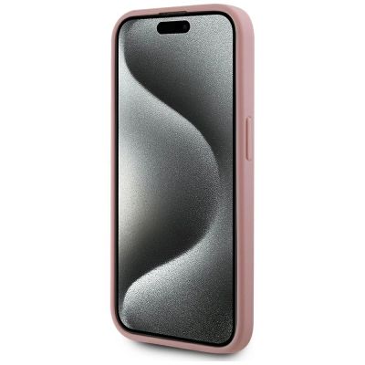 5. Etui Karl Lagerfeld Wrinkled Metal Signature na iPhone 15 Pro Max - różowe