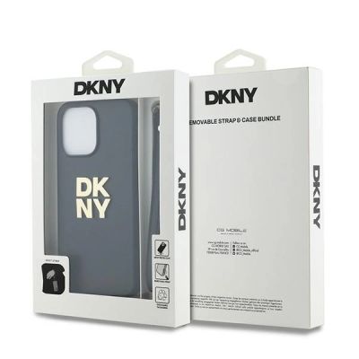 7. Etui DKNY Wrist Strap Stock Logo na iPhone 15 Pro Max - czarne