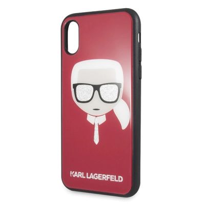 3. Etui Karl Lagerfeld Iconic Glitter Karl`s Head na iPhone X / Xs - czerwone
