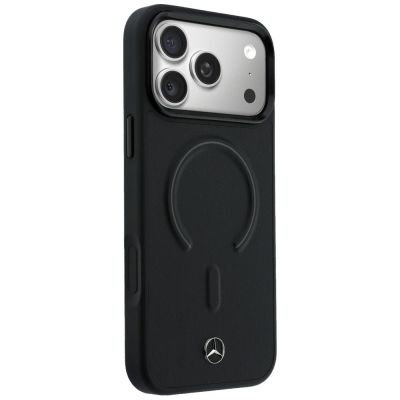 4. Etui Mercedes Leather 3D MagSafe na iPhone 17 Pro - czarne