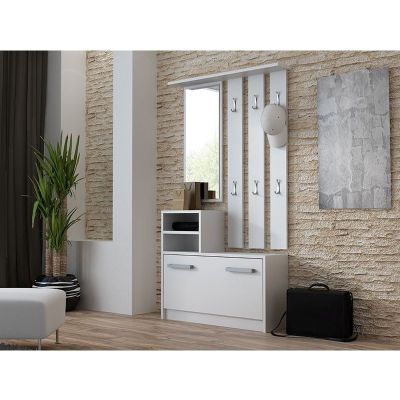 4. GARDEROBA-SZAFKA, LUSTRO, WIESZAK / BIAŁA GB1