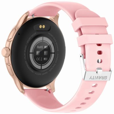 9. Smartwatch Damski GRAVITY GT12-3 Różowy Pasek Silikonowy + Bransoleta Różowe Złoto