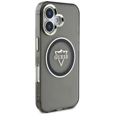 4. Etui Guess IML Metal Mountain Logo MagSafe na iPhone 16 - czarne
