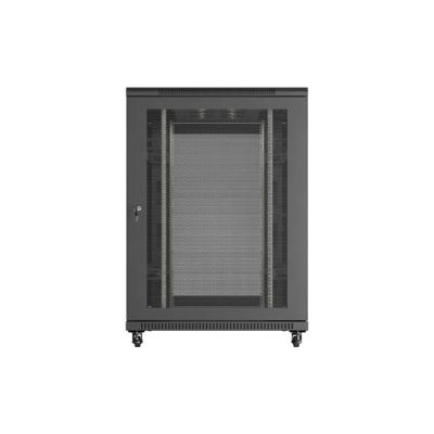 6. Szafa instalacyjna rack stojąca 19" 22U 800x1200 czarna drzwi perforowane Lanberg (flat pack)