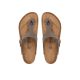 10. Japonki damskie szare-beżowe Birkenstock Gizeh Birko-Flor Nubuck Stone regular szerokie (43391)