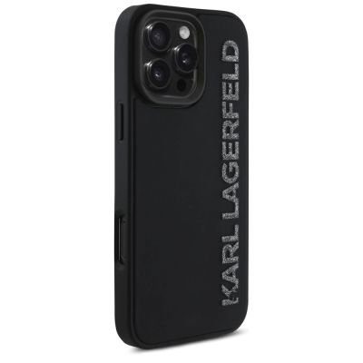 4. Etui Karl Lagerfeld HC 3D Rubber Elongated Glitter na iPhone 16 Pro - czarne